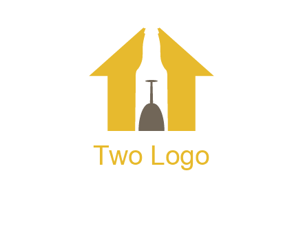 upside down wine glass in bottle inside home logo