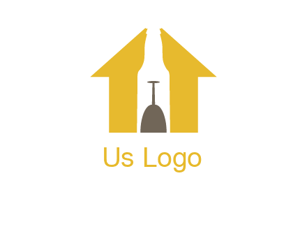 upside down wine glass in bottle inside home logo