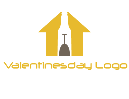 upside down wine glass in bottle inside home logo