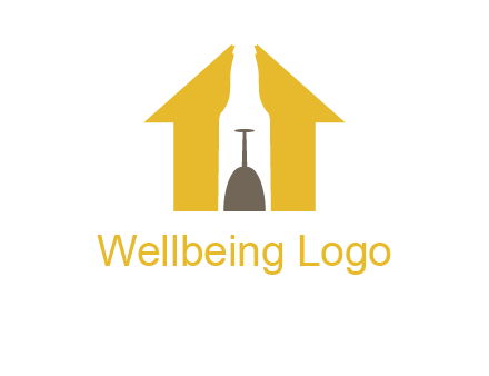 upside down wine glass in bottle inside home logo