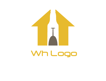 upside down wine glass in bottle inside home logo