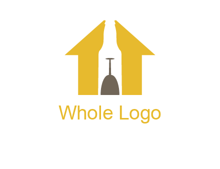 upside down wine glass in bottle inside home logo