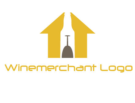 upside down wine glass in bottle inside home logo