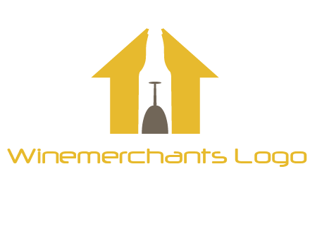upside down wine glass in bottle inside home logo