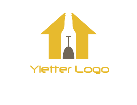 upside down wine glass in bottle inside home logo