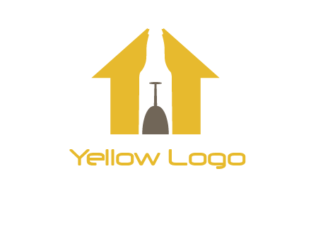 upside down wine glass in bottle inside home logo