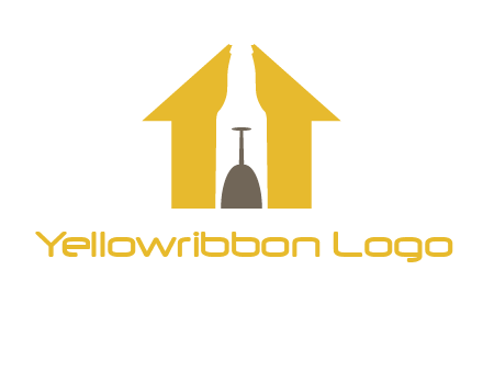 upside down wine glass in bottle inside home logo