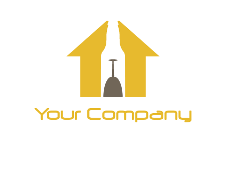 upside down wine glass in bottle inside home logo