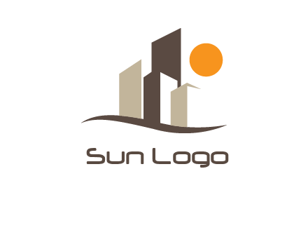 sun shining over skyscrapers logo