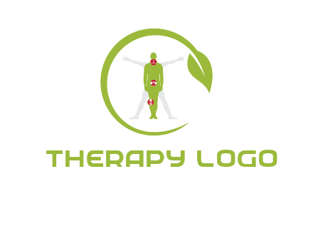 man inside leaf or sprout logo