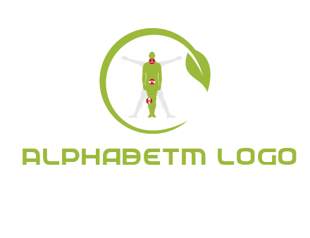 man inside leaf or sprout logo