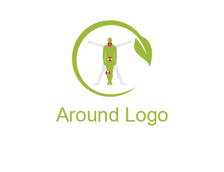 man inside leaf or sprout logo