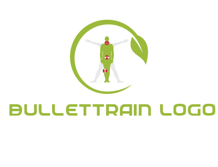 man inside leaf or sprout logo