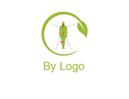 man inside leaf or sprout logo