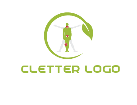 man inside leaf or sprout logo