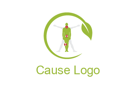 man inside leaf or sprout logo