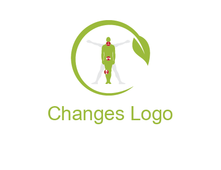 man inside leaf or sprout logo