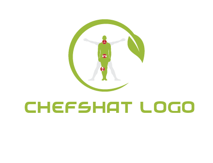 man inside leaf or sprout logo