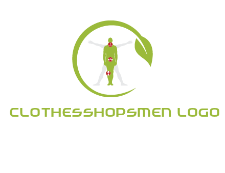 man inside leaf or sprout logo