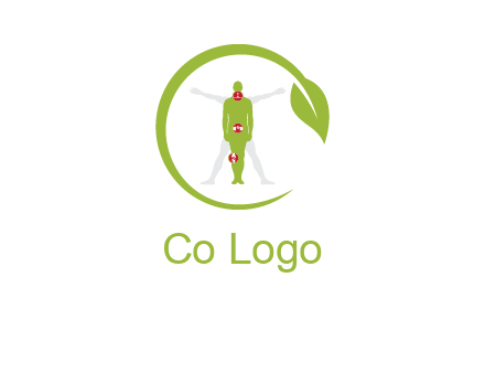 man inside leaf or sprout logo