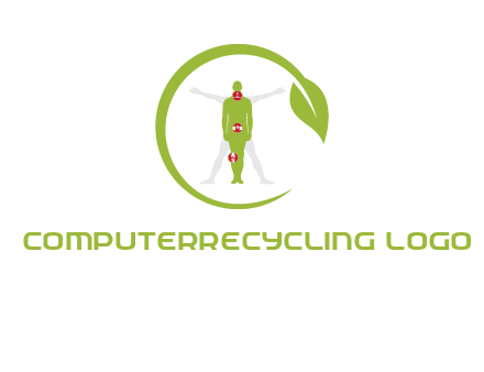 man inside leaf or sprout logo