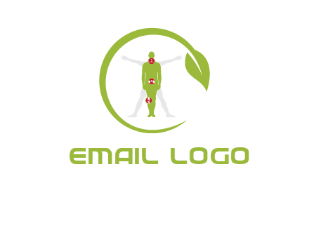 man inside leaf or sprout logo