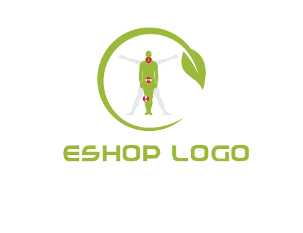 man inside leaf or sprout logo