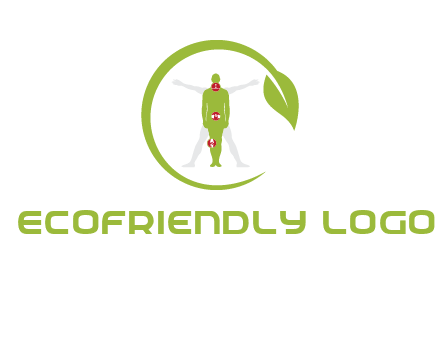 man inside leaf or sprout logo
