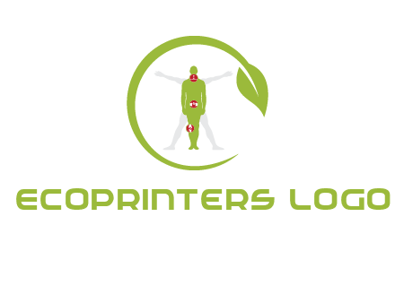 man inside leaf or sprout logo