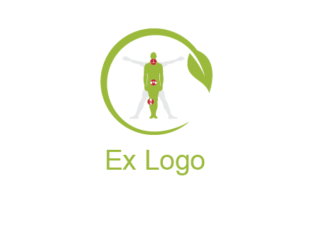man inside leaf or sprout logo