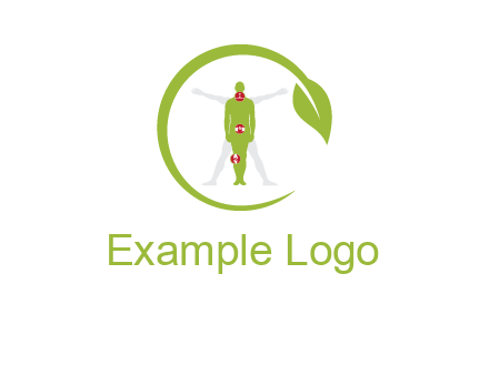 man inside leaf or sprout logo