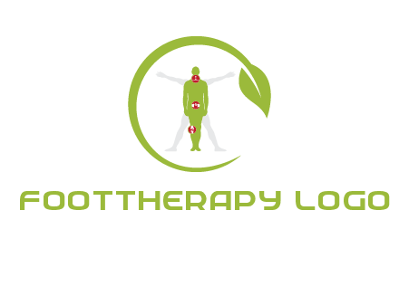 man inside leaf or sprout logo