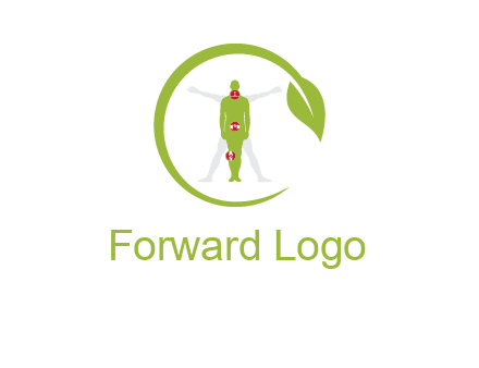 man inside leaf or sprout logo