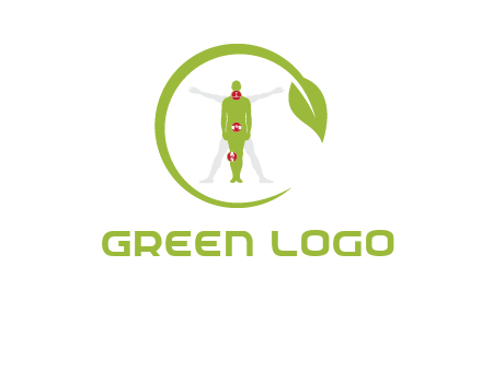 man inside leaf or sprout logo