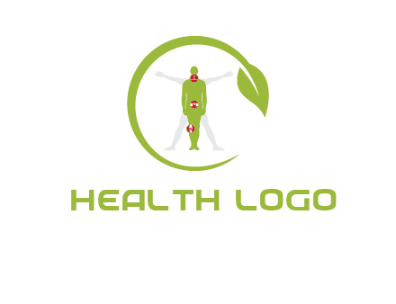 man inside leaf or sprout logo