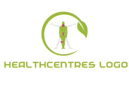 man inside leaf or sprout logo