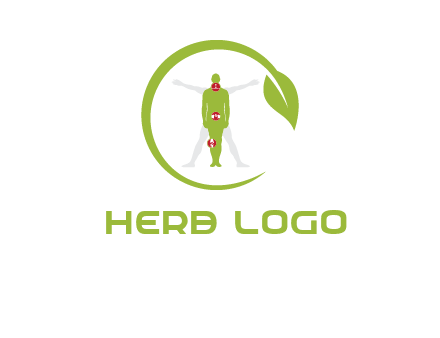 man inside leaf or sprout logo