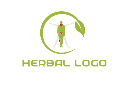 man inside leaf or sprout logo