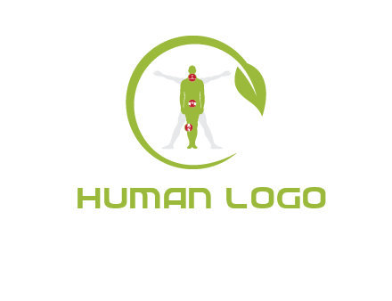 man inside leaf or sprout logo