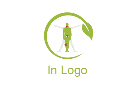 man inside leaf or sprout logo