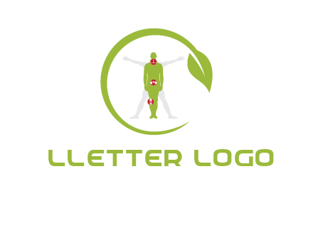 man inside leaf or sprout logo