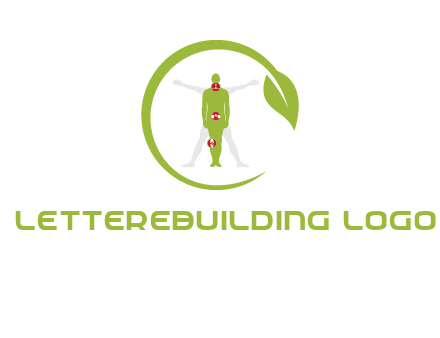 man inside leaf or sprout logo