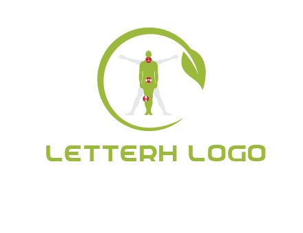 man inside leaf or sprout logo