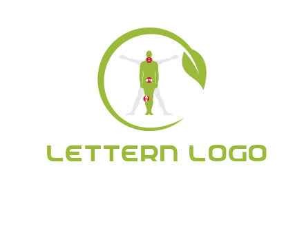 man inside leaf or sprout logo