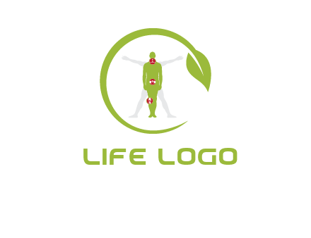 man inside leaf or sprout logo