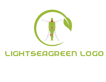 man inside leaf or sprout logo