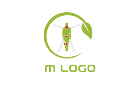 man inside leaf or sprout logo