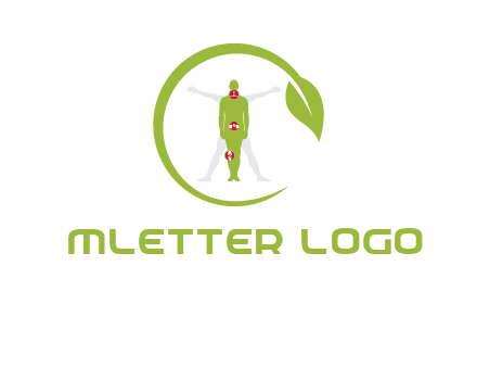 man inside leaf or sprout logo
