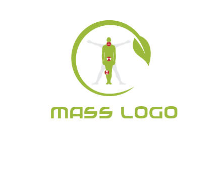 man inside leaf or sprout logo