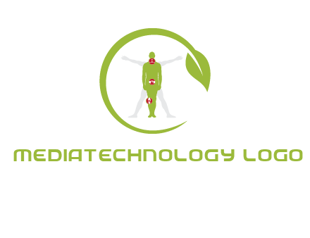 man inside leaf or sprout logo